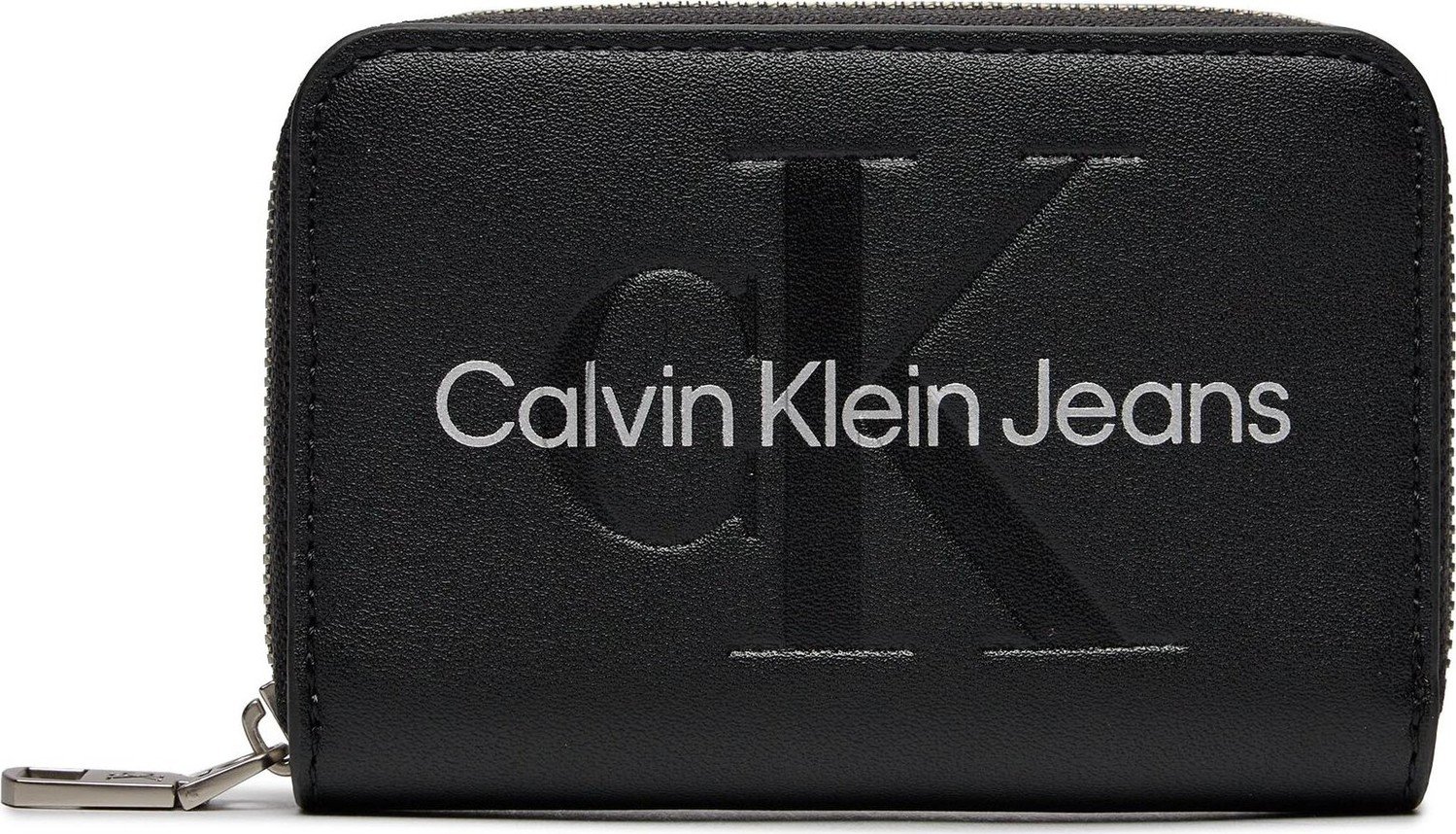 Velká dámská peněženka Calvin Klein Jeans Sculpted Med Zip Around Mono K60K607229 Black/Metallic Logo 0GL