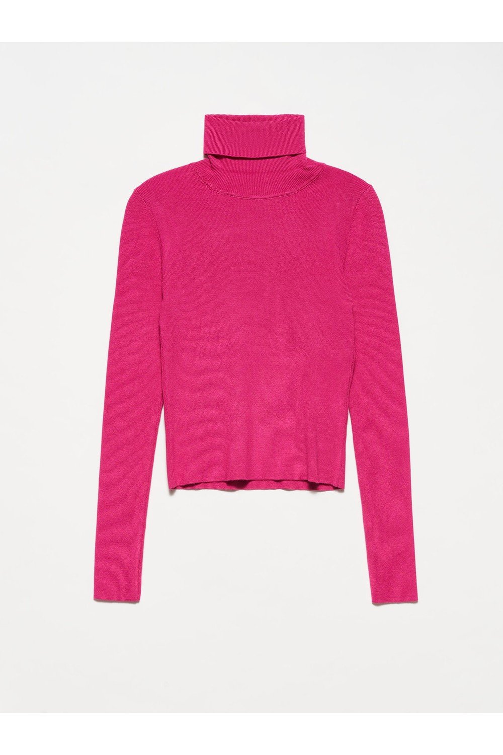 Dilvin 10225 Turtleneck Sweater-fuchsia