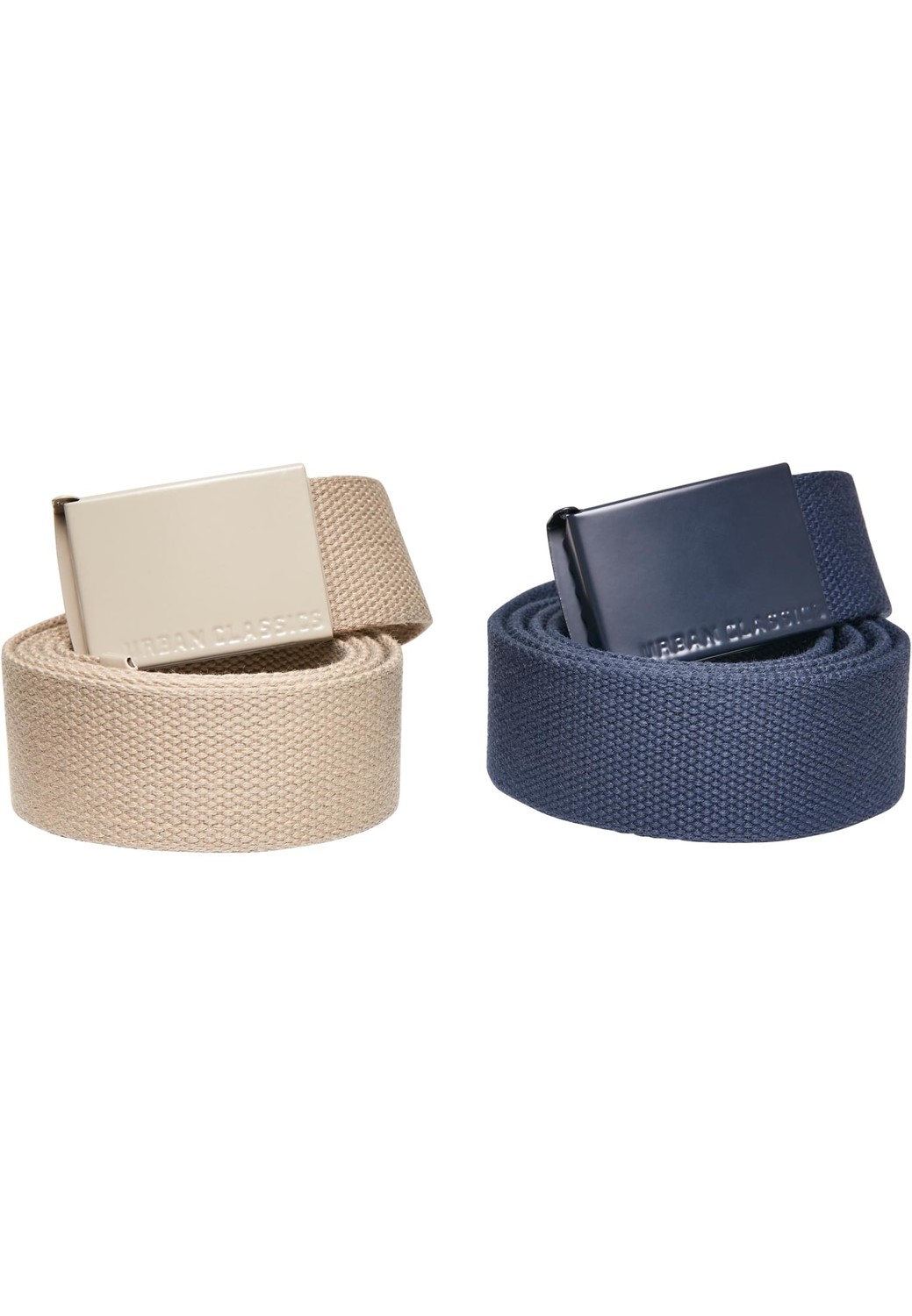 Colored Buckle Canvas Belt 2-Pack sand/navy