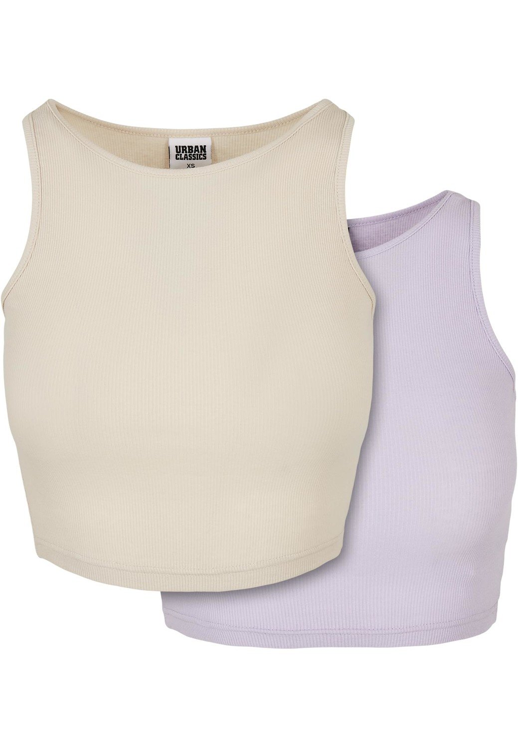 Ladies Cropped Rib Top 2-Pack softseagrass+lilac