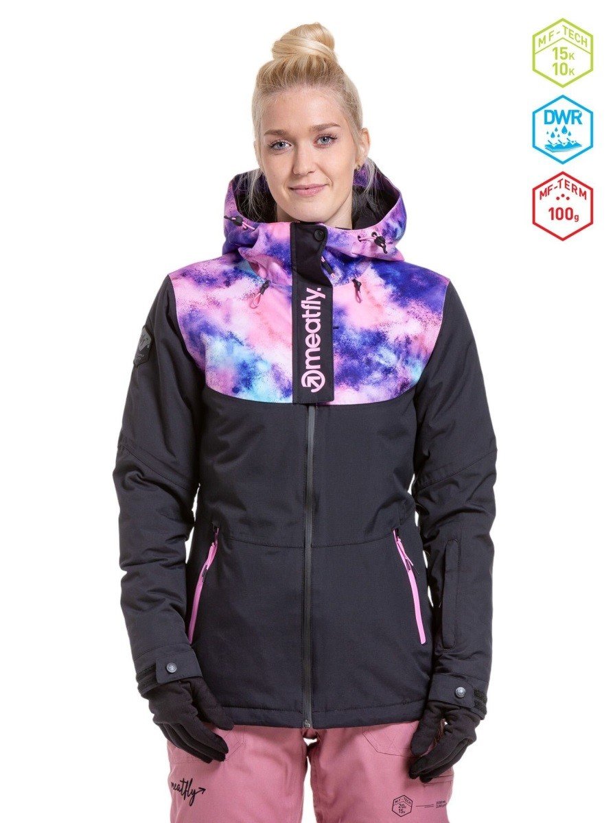 Dámská snb & ski bunda meatfly kirsten černá/fialová xs