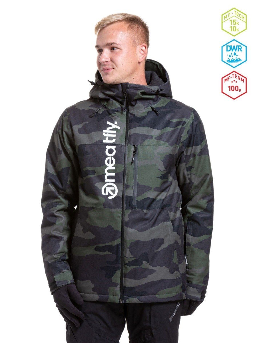 Pánská snb & ski bunda meatfly manifold černá camo s