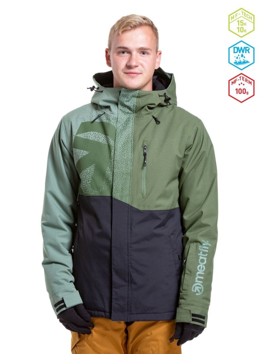 Pánská snb & ski bunda meatfly shader zelená/černá s