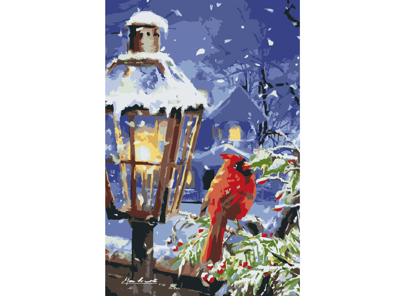 MALUJEŠ Malování podle čísel - MARCELLO CORTI - ZIMNÍ NÁLADA A KARDINÁL Rozměr: 40x60 cm, Rámování: bez rámu a bez vypnutí plátna