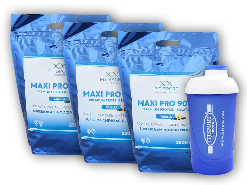 Fit Sport Nutrition 3x Maxi Pro 90% 2500g + šejkr Fitsport Varianta: čokoláda