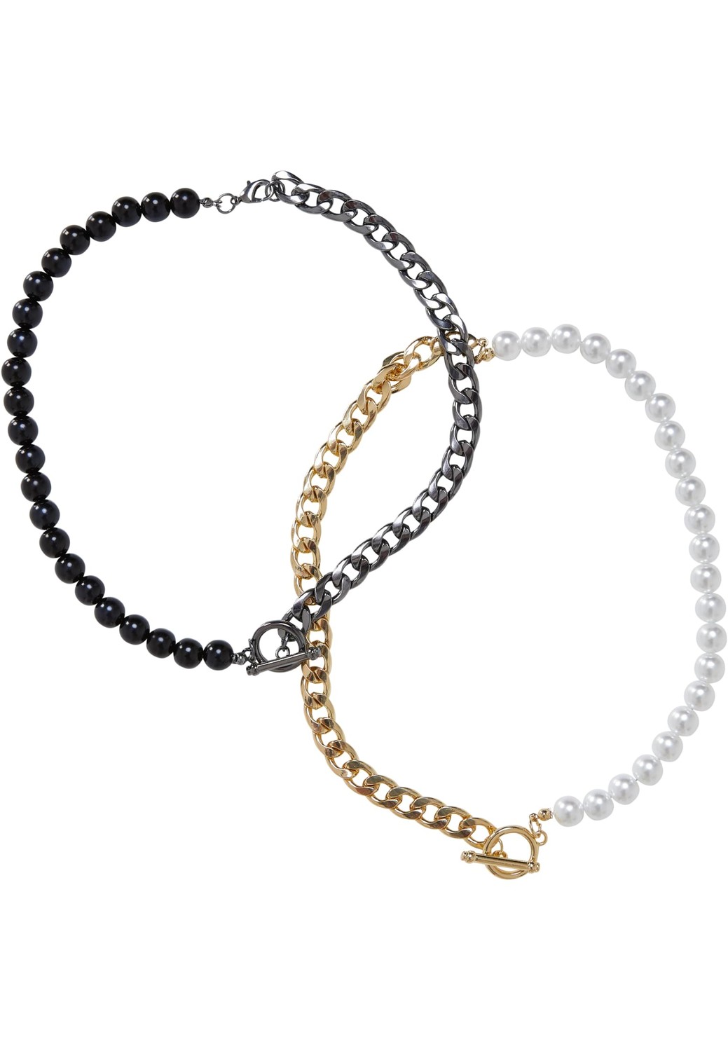 Half Pearl Exchangable Necklace 2-Pack gold/gunmetal