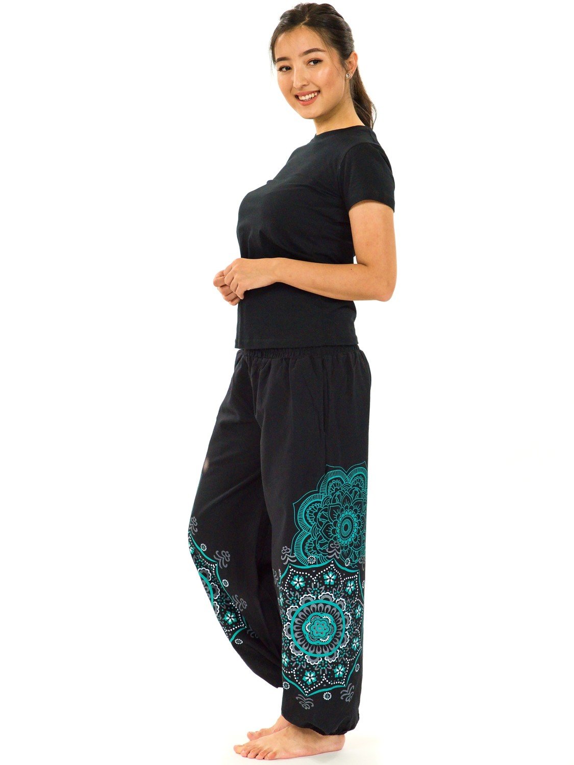 Himalife Kalhoty Makaha - černá s tyrkysovou Velikost: S/M