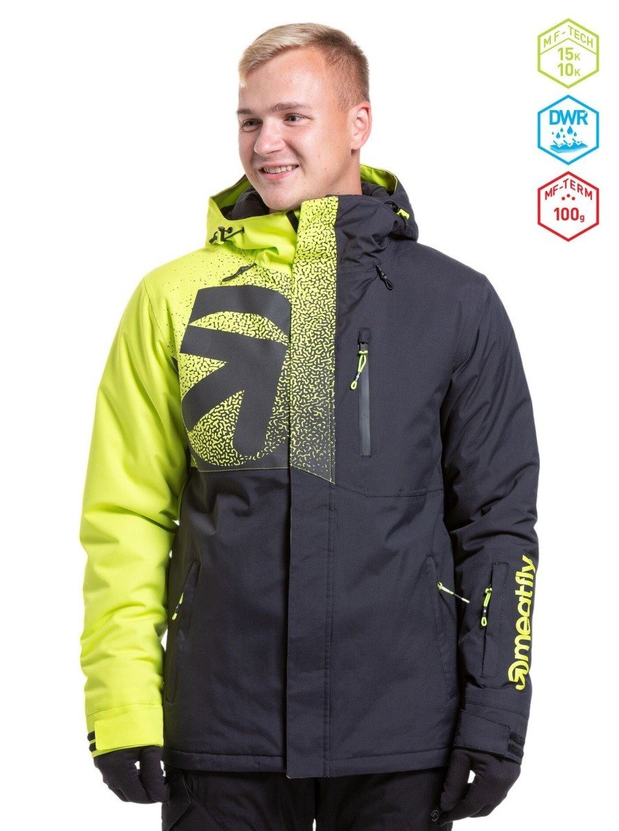 Pánská snb & ski bunda meatfly shader černá/limetková s