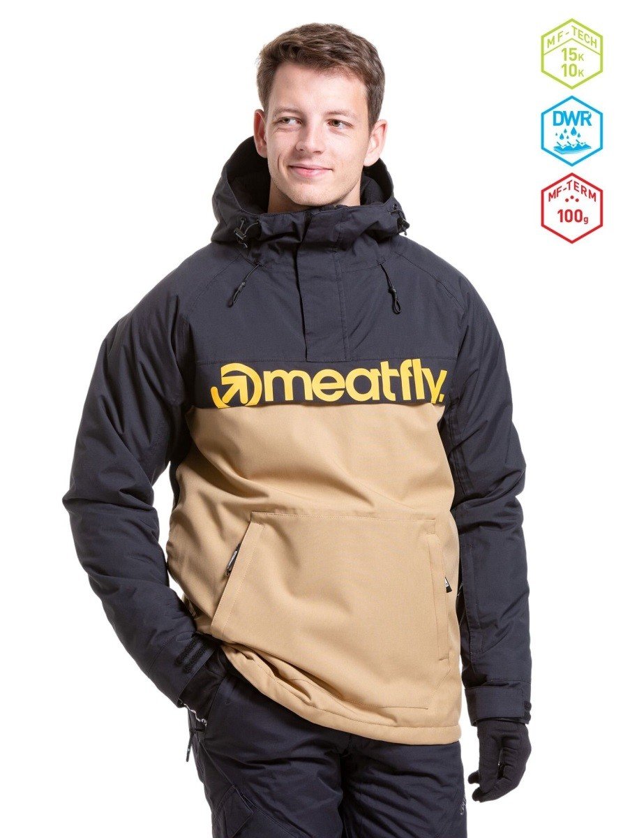 Pánská snb & ski bunda meatfly slinger béžová/černá m