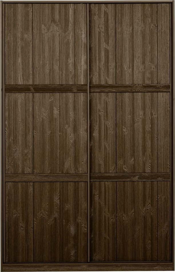 Hnědá šatní skříň s posuvnými dveřmi z borovicového dřeva s posuvnými dveřmi 139x215 cm Katoi – BePureHome