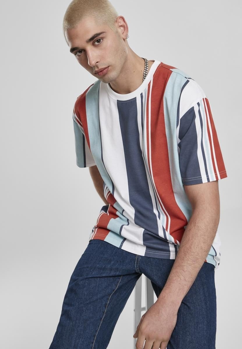 Heavy Oversized Big AOP Stripe Tee spálené do červena