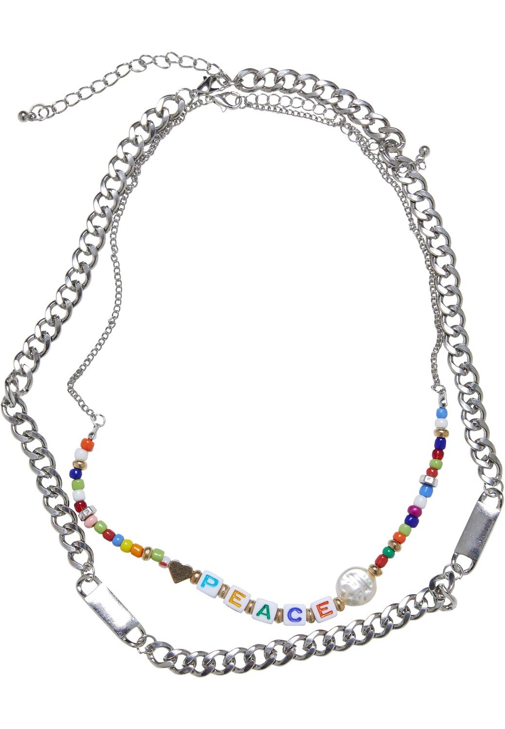 Peace Bead Layering Necklace 2-Pack silver