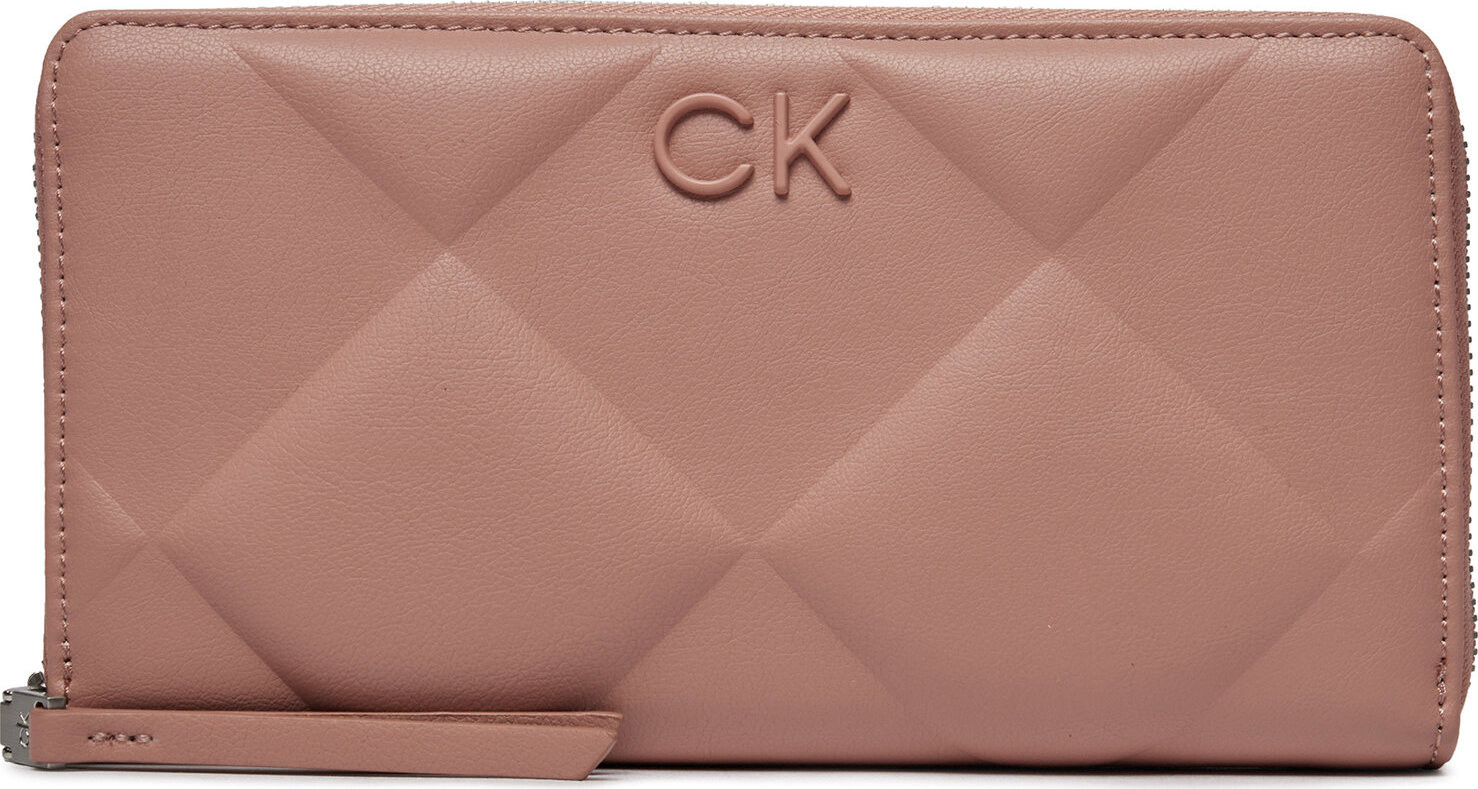 Velká dámská peněženka Calvin Klein Re-Lock Quilt Za Wallet Lg K60K610774 Ash Rose VB8