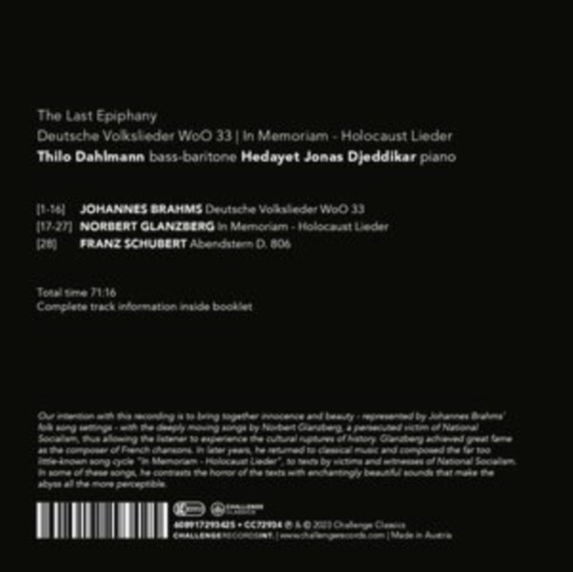 The Last Epiphany - Johannes Brahms: Deutsches Volkslieder WoO33 (CD / Album)