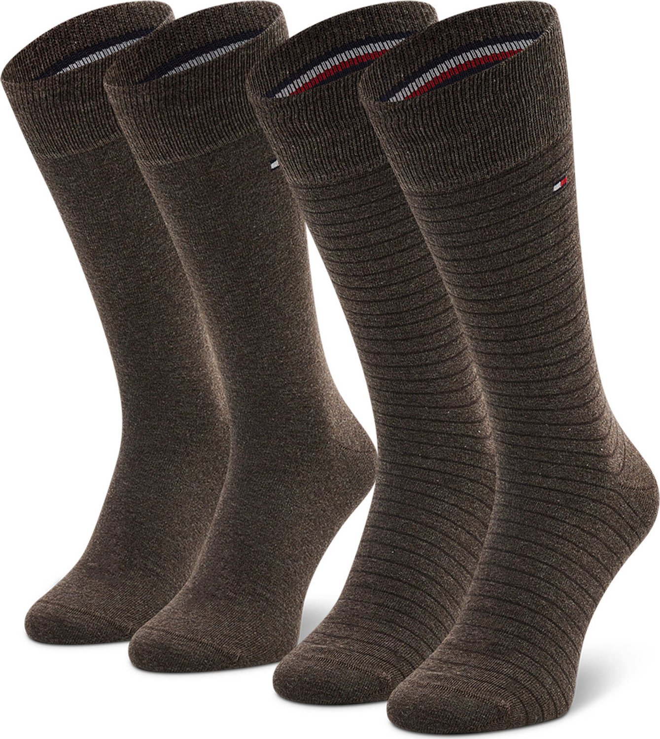 Sada 2 párů pánských vysokých ponožek Tommy Hilfiger 100001496 Oak 778