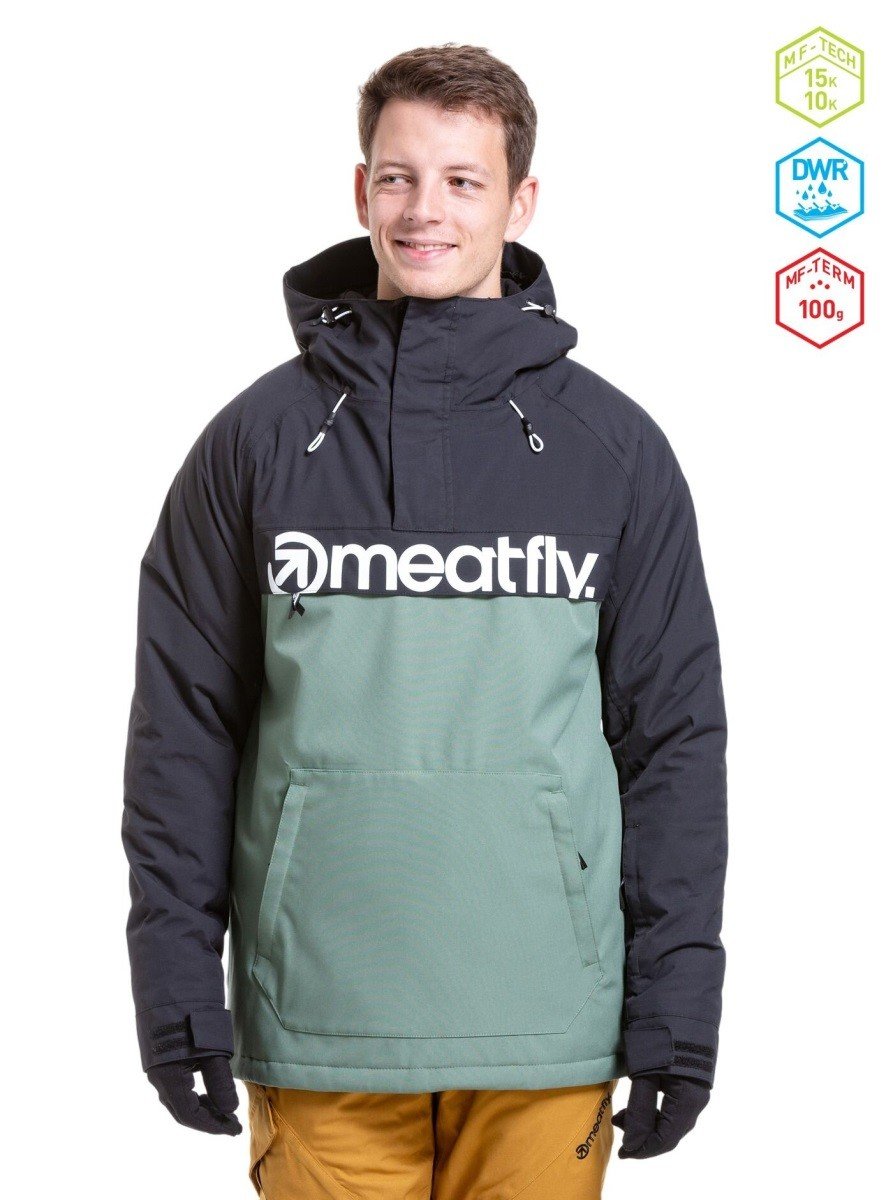 Pánská snb & ski bunda meatfly slinger zelená/černá s
