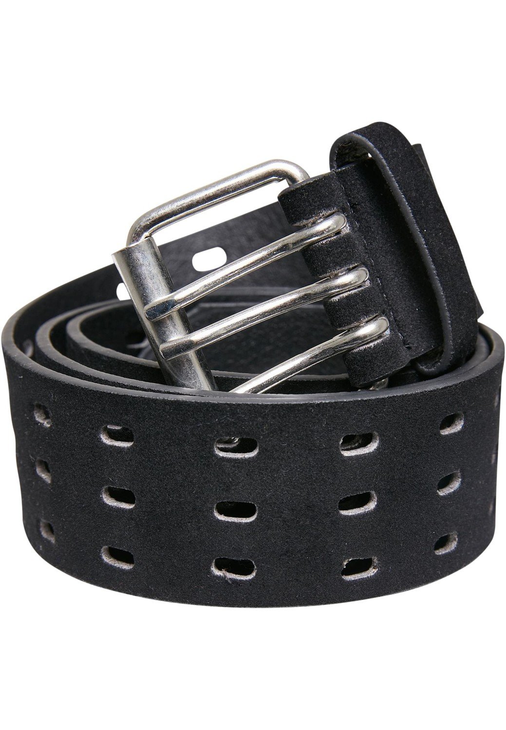 Velour Leather Tripple Thorn Buckle Belt black