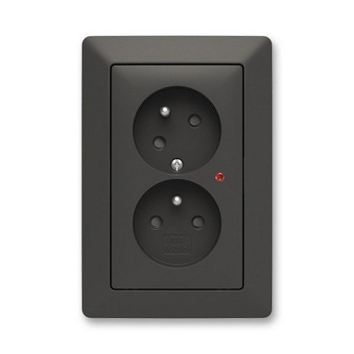 ABB Zoni dvojzásuvka matná černá 5593T-C02357 237 s clonkami