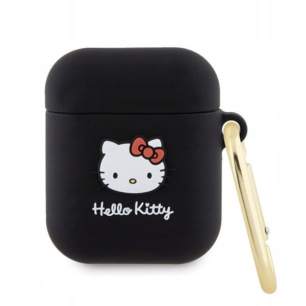 Hello Kitty pouzdro pro Airpods 1/2 cover černé Kitty Head