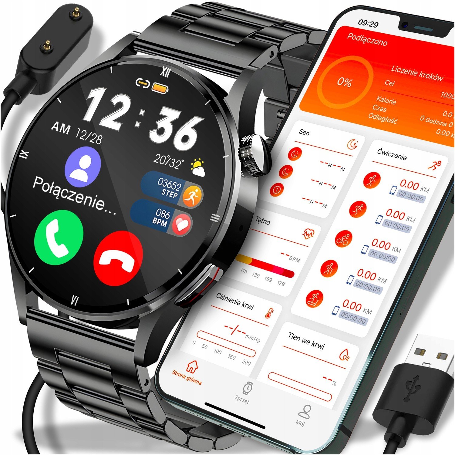 Chytré Hodinky Pánské 2 Gen polské menu Připojení Sport Smart Watch