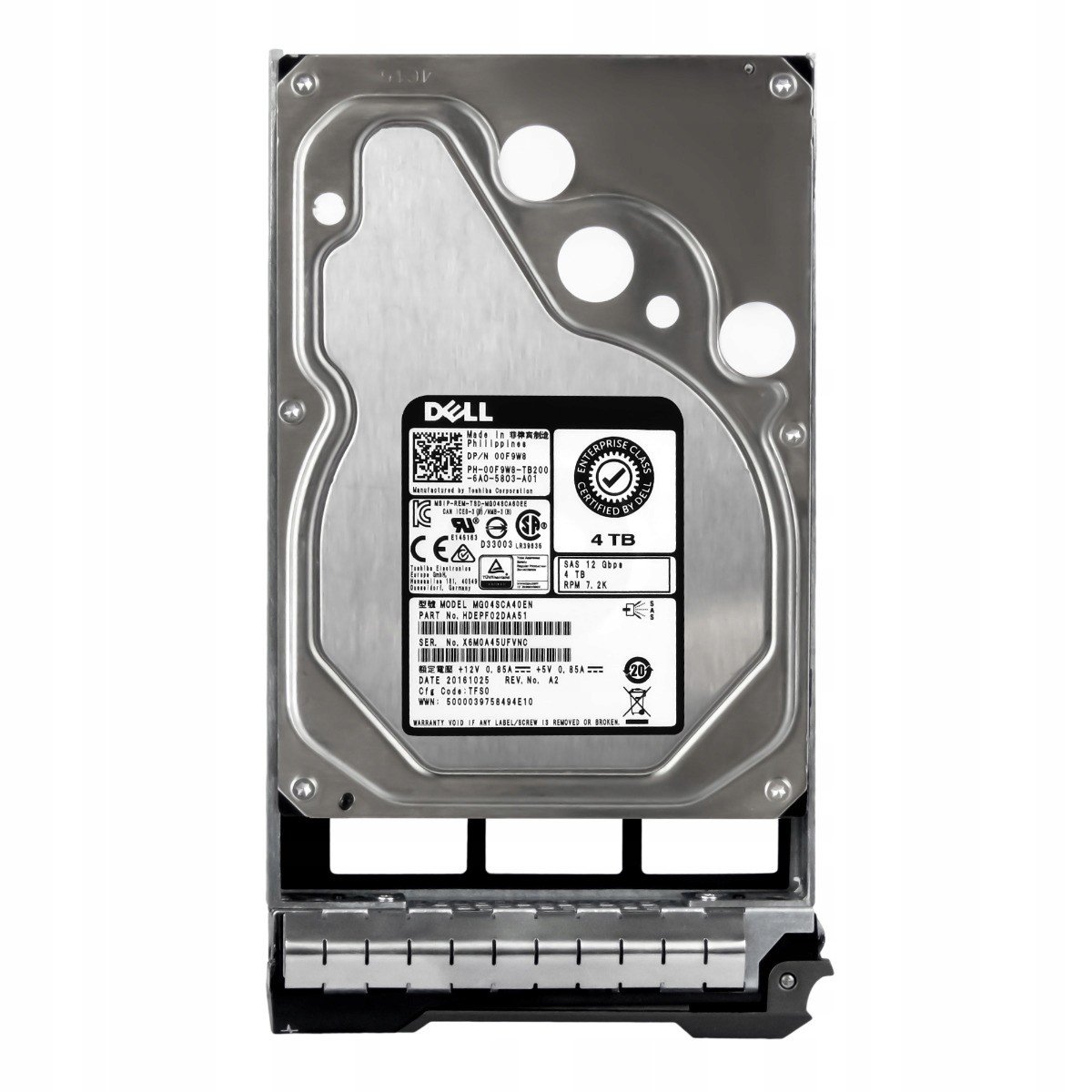 Dell 00F9W8 4TB 7.2K 128MB SAS-3 3.5'' MG04SCA40ENY
