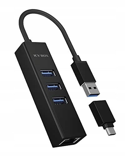Raidsonic 4portový rozbočovač s Usb 3.0 Type-A, Type-C, Gigabit Lan Icy Box Ib-hu