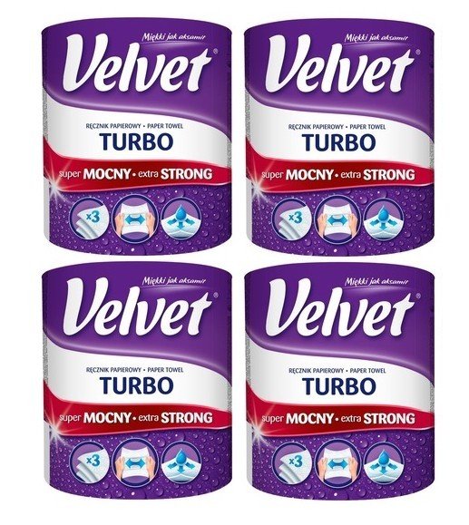 Velvet Turbo Kuchyňská Papírová Utěrka 4 Role