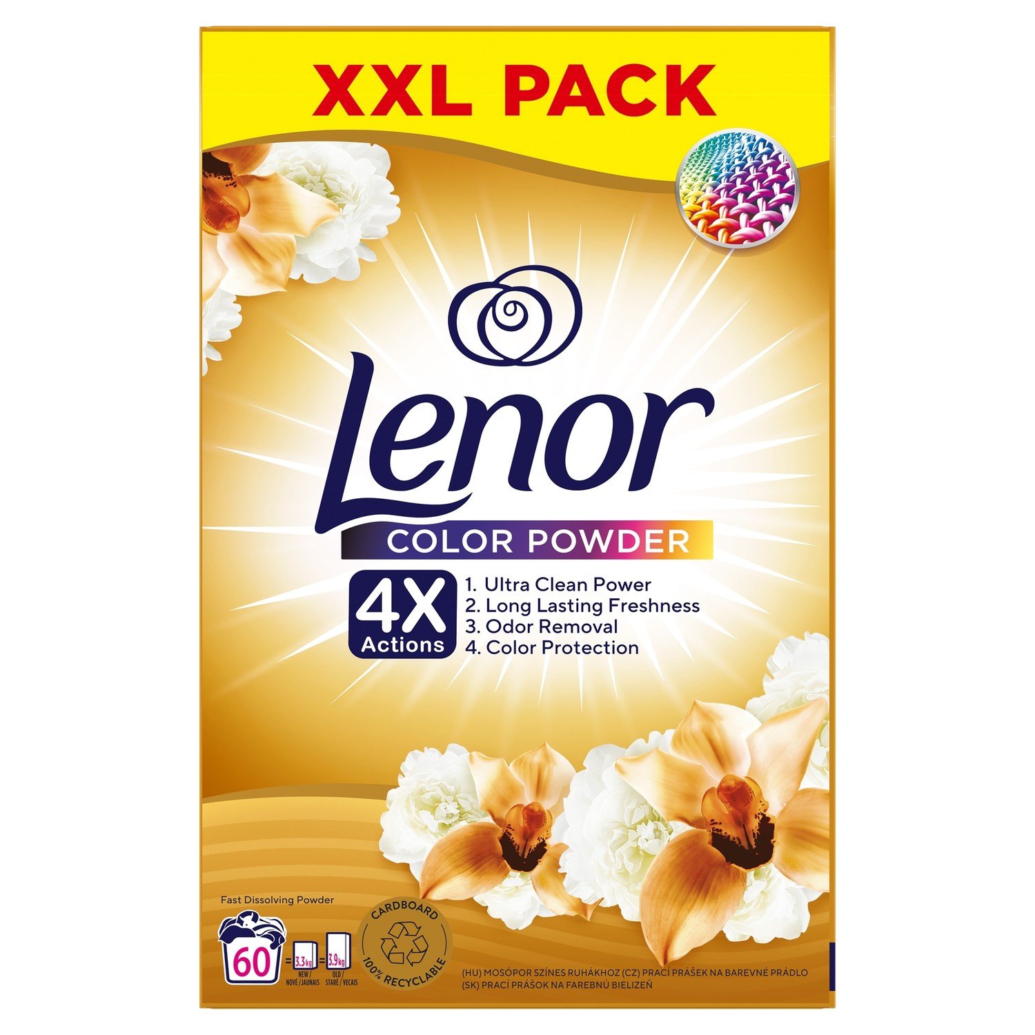 Lenor Prací prášek 60 praní, Vanilková orchidej a zlatý jantar