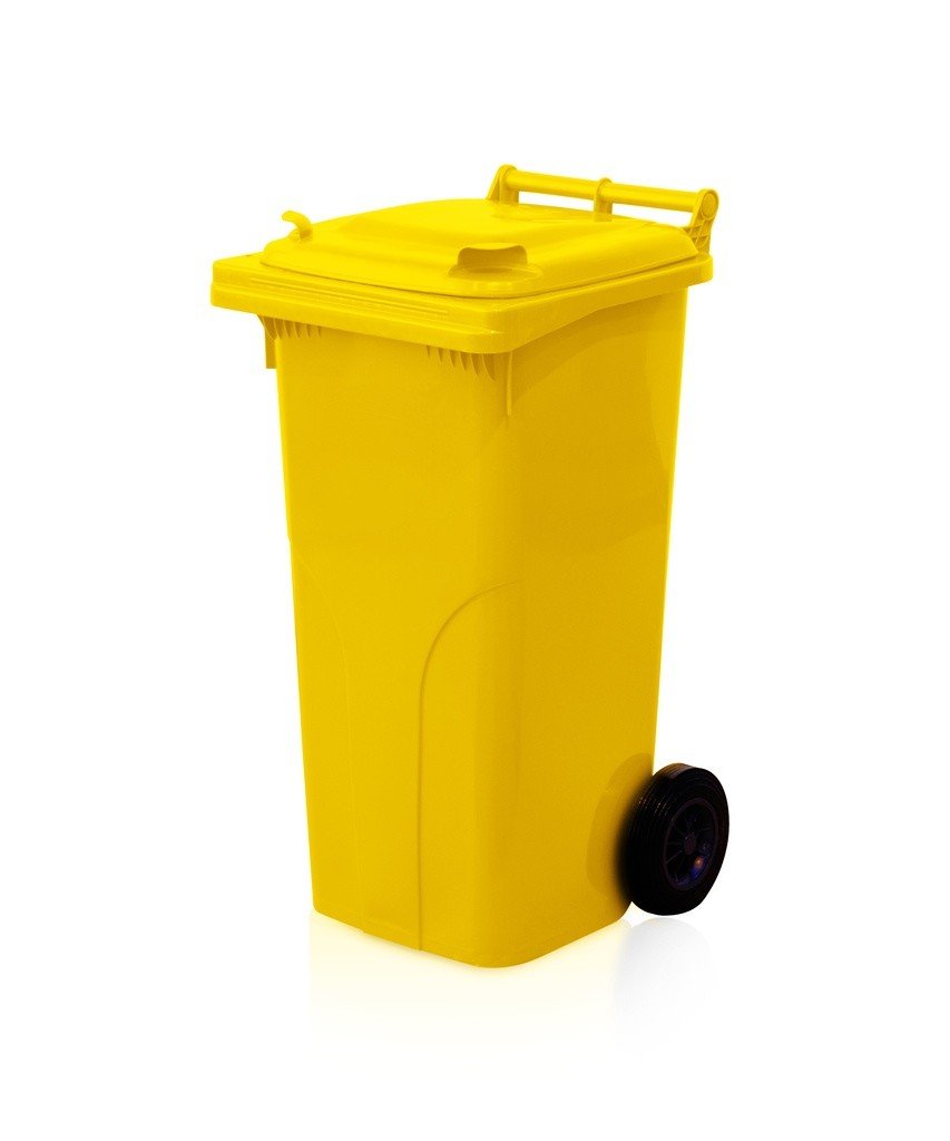 EU Popelnice 120 HDPE, kolečka, žlutá PREMIUM