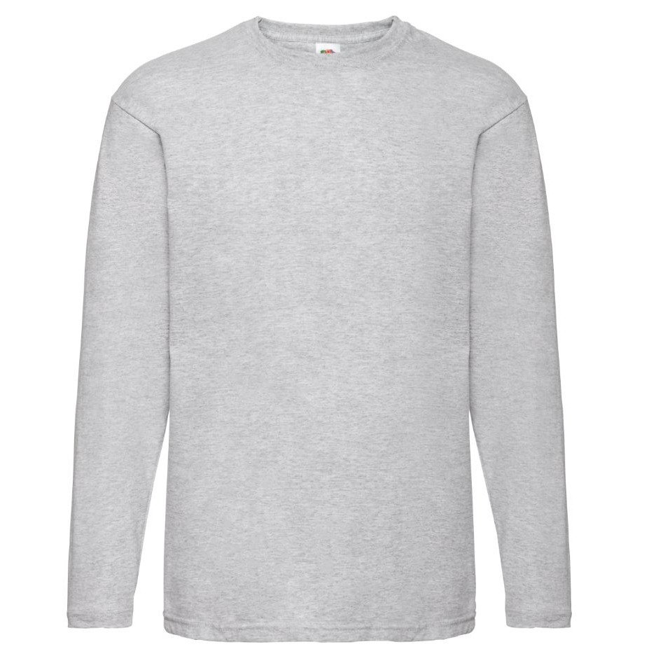 Pánské tričko Fruit of the Loom Valueweight T LS - světle šedé, S