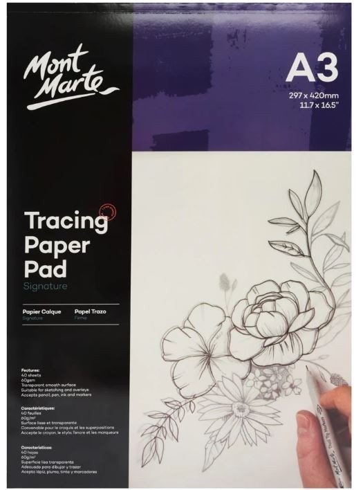 Mont Marte Blok pauzovacích papírů - 60g/m2 - A3 - č.0016 - 40 listů - MM-MSB-0016