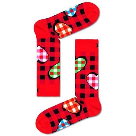 Ponožky Happy Socks Checked Heart - Červená - 36/40