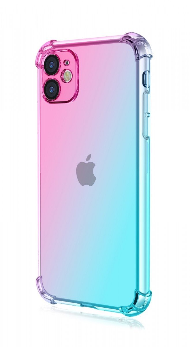 Kryt TopQ iPhone 11 Shock duhový mentolovo-růžový 109756