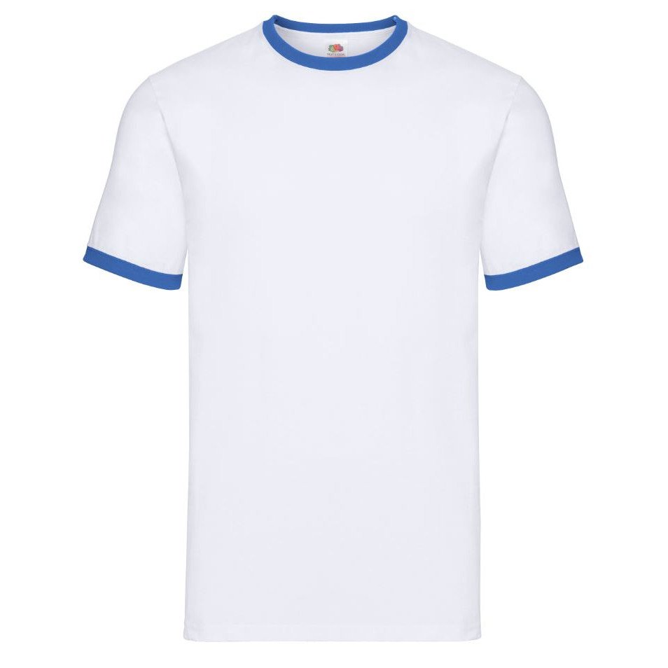 Triko pánské Fruit of the Loom Valueweight Ringer T - modré-bílé, S