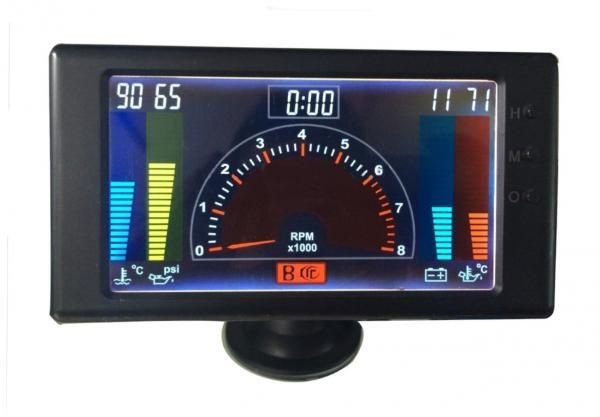 LCD panel 6in1 Racetech - otáčky motoru, napětí, teplota vody a oleje, tlak oleje, hodiny