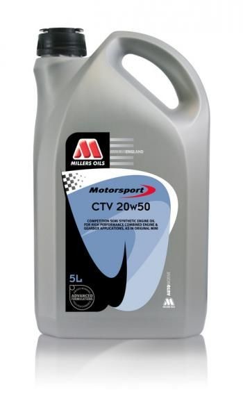 Závodní motorový olej Millers Oils Motorsport CTV 20w50 - 5l - polosyntetický olej pro společnou olejovou vanu - závodní Mini