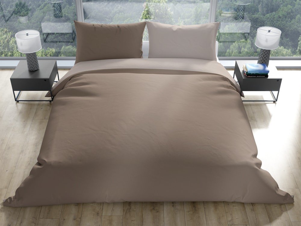 Gipetex Natural Dream Italské povlečení 100% bavlna Doubleface světle/tmavě béžová - 140x200 / 70x90 cm