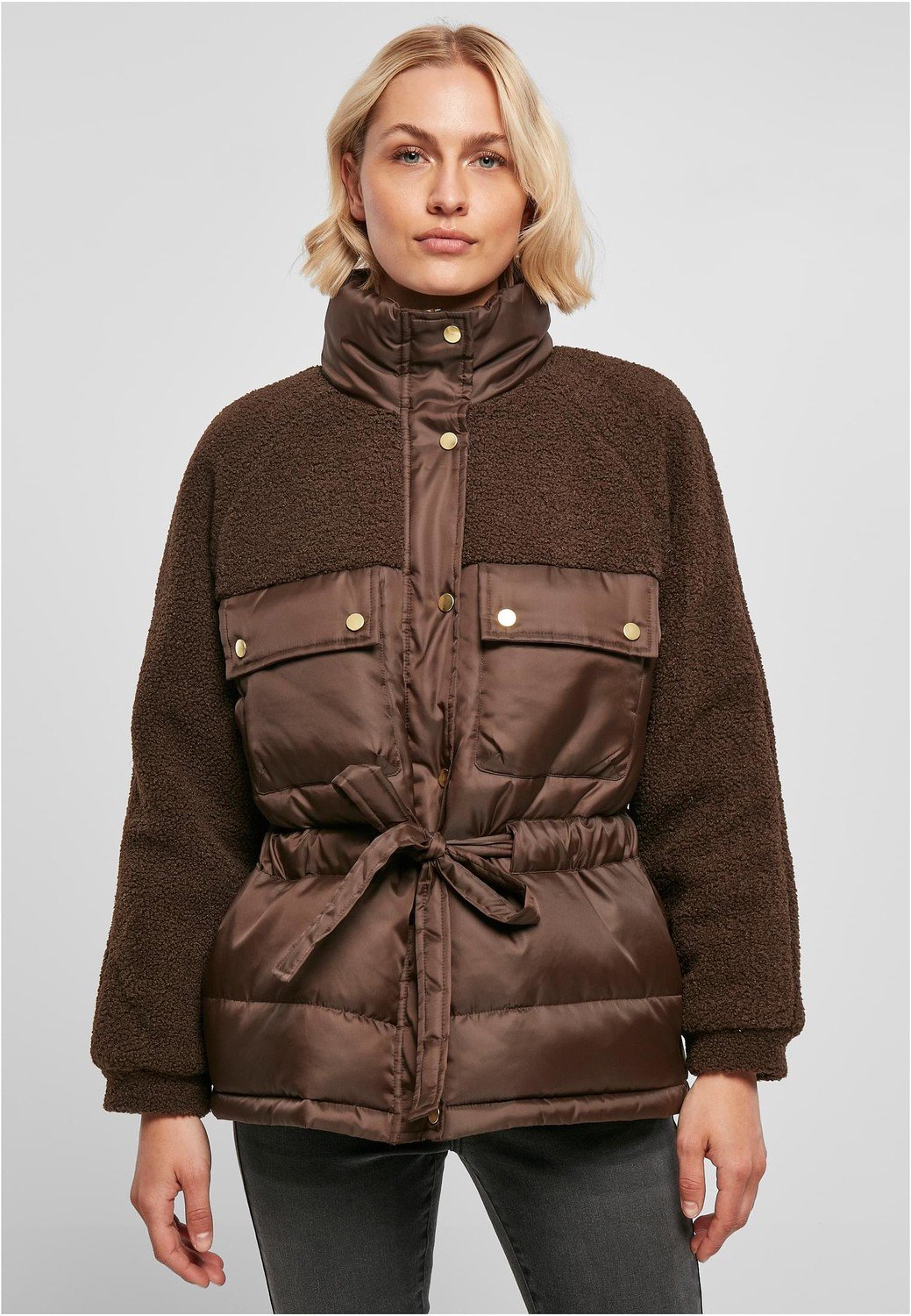 Dámská bunda Sherpa Mix Puffer Jacket hnědá