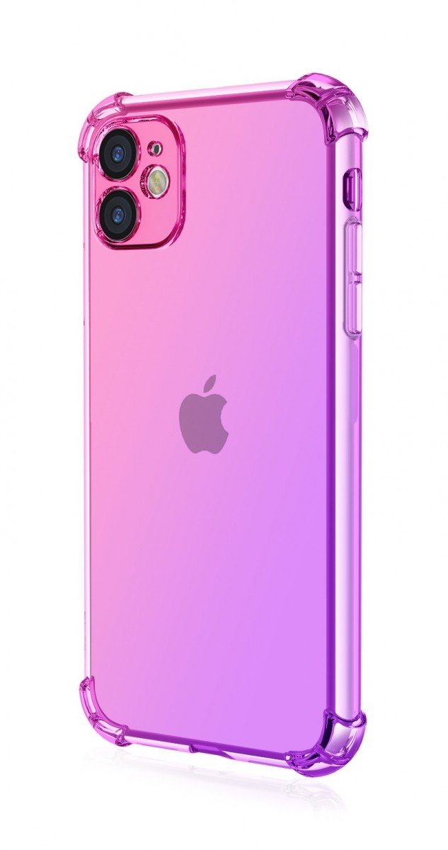 Kryt TopQ iPhone 11 Shock duhový růžovo-fialový 109752