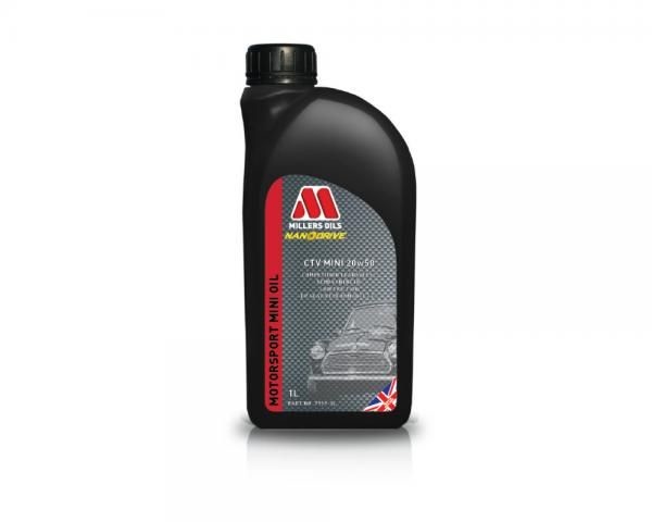 Závodní motorový olej Millers Oils Motorsport CTV 20w50 - 1l - polosyntetický olej pro společnou olejovou vanu - závodní Mini