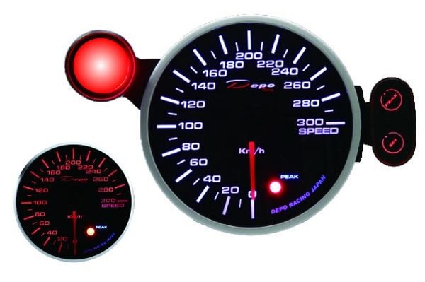 Přídavný budík Depo Racing 95mm - rychloměr s indikátorem max. rychlosti a možností měření pomocí GPS