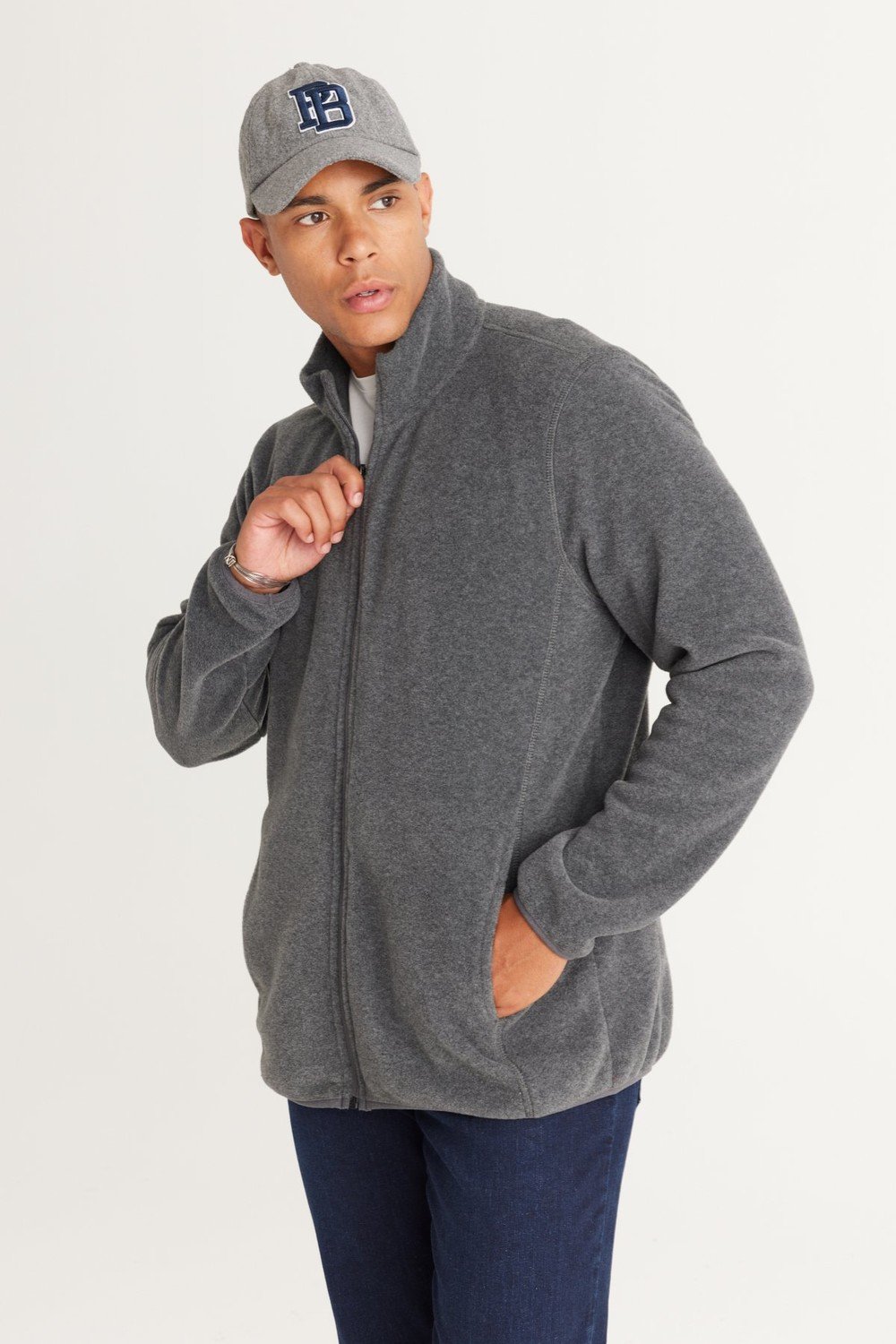 AC&Co / Altınyıldız Classics Men's Anthracite Anti-pilling Anti-Pilling Standard Fit Bato Collar Sweatshirt Fleece Jacket.