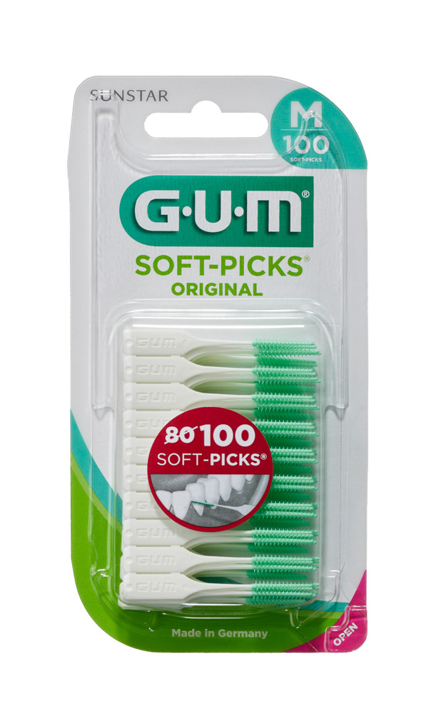 GUM Soft-Picks Regular masážní mezizubní kartáčky s fluoridy, ISO 1, 100 ks