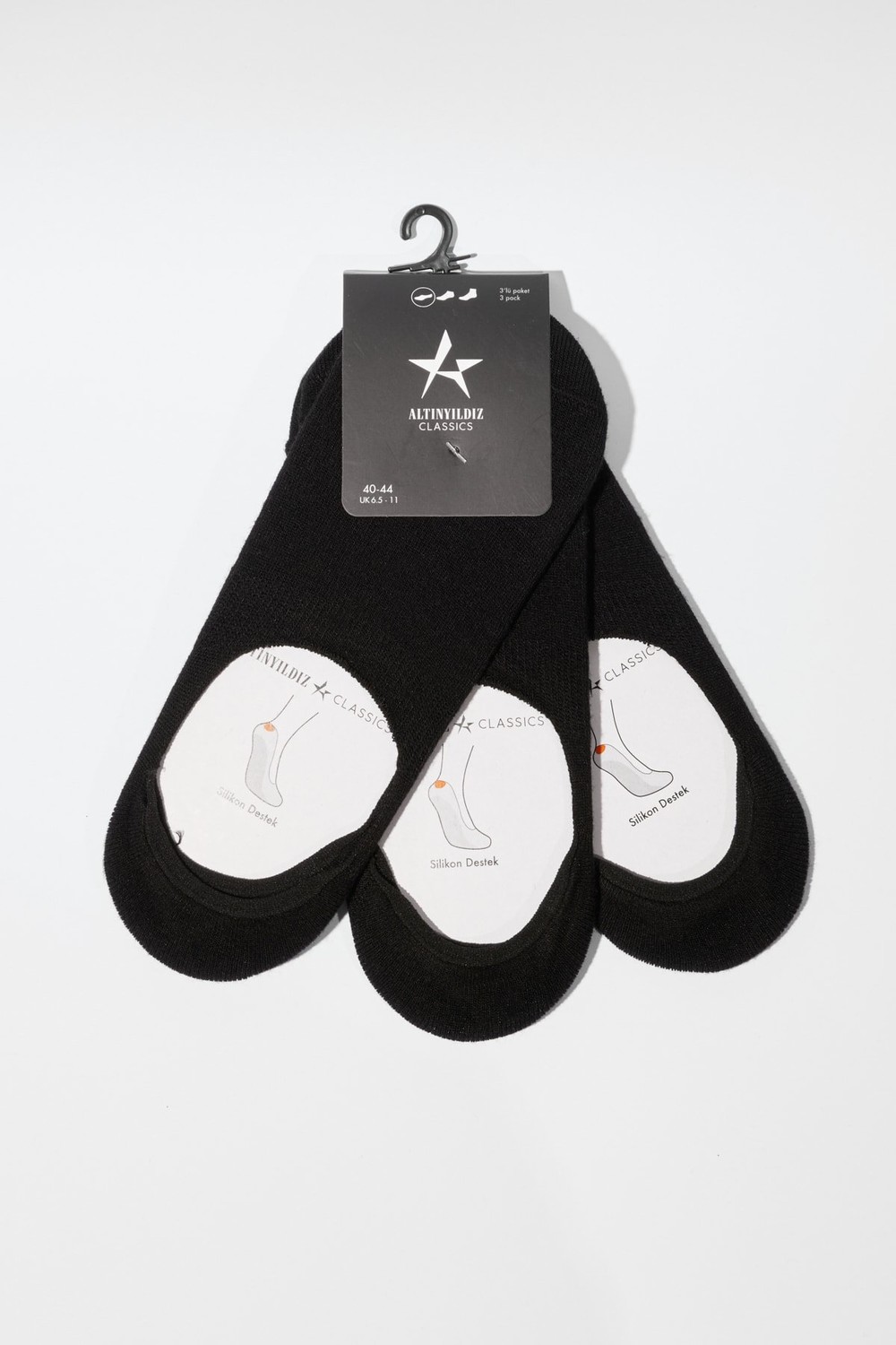 ALTINYILDIZ CLASSICS Men's Black 3-packs Flat Ballerina Socks