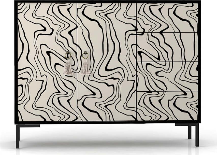 Černo-béžová nízká komoda 113x84 cm Wilma – Really Nice Things