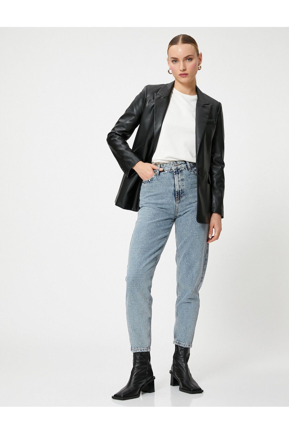 Koton High Waisted Denim Pants Crop Leg - Lucy Jean