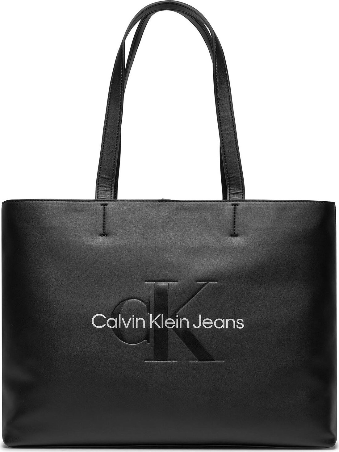 Kabelka Calvin Klein Jeans Sculpted Slim Tote34 Mono K60K610825 Black/Metallic Logo 0GL