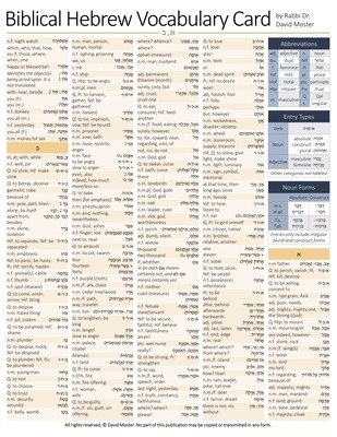 Biblical Hebrew Vocabulary Card (Moster David)(Paperback)