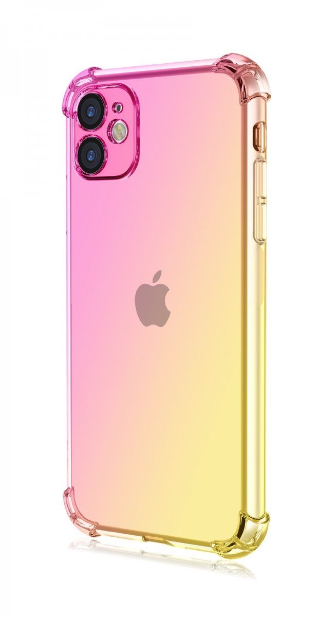 Kryt TopQ iPhone 11 Shock duhový růžovo-žlutý 109751