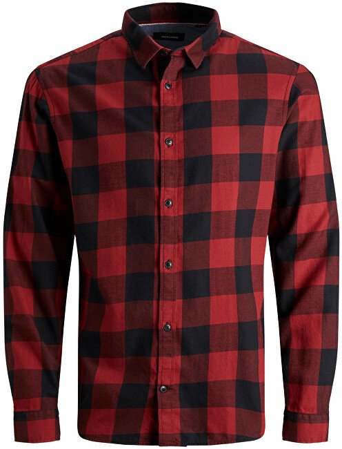 Jack&Jones Pánská košile JJEGINGHAM Slim Fit 12181602 Brick Red S